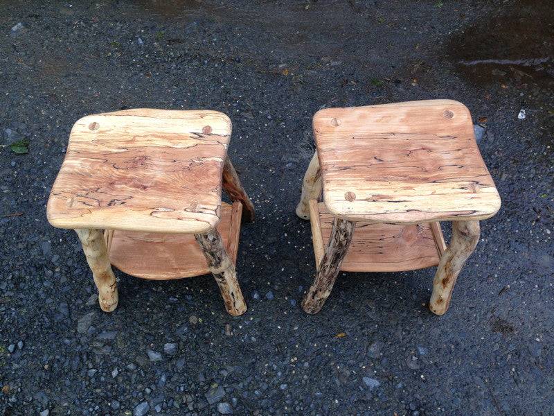 Top view of handmade driftwood bedside tables — reclaimed wood, bespoke, Wales