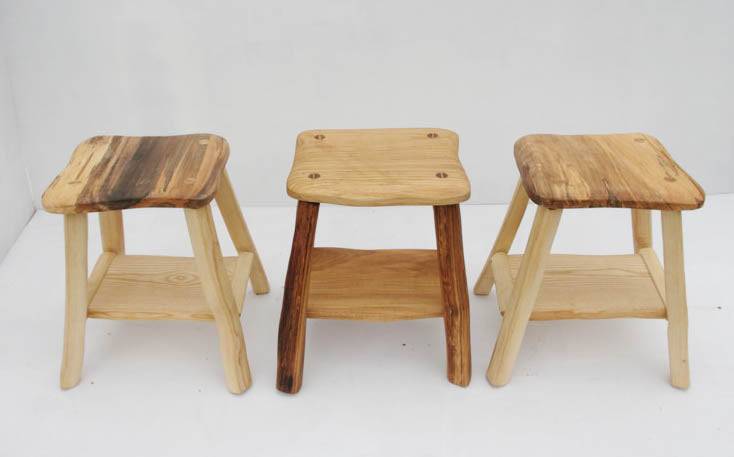 Three handmade wooden bedside tables with unique driftwood designs — bespoke, Wales