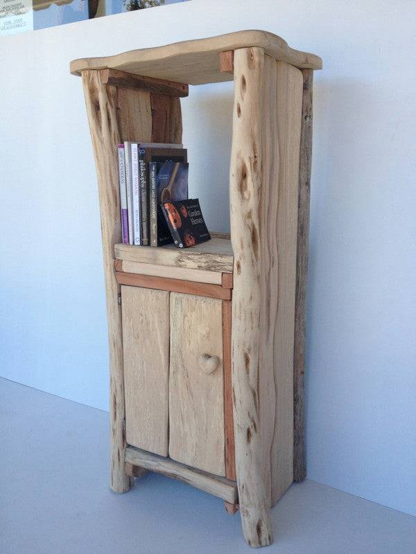 Handmade driftwood bedside table and shelf — reclaimed natural wood, bespoke, Wales