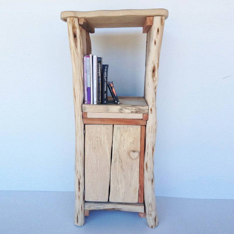 Handmade driftwood bedside table — natural reclaimed wood, bespoke, Wales