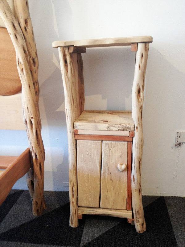Handmade driftwood bedside cabinet — reclaimed natural wood storage, bespoke, Wales