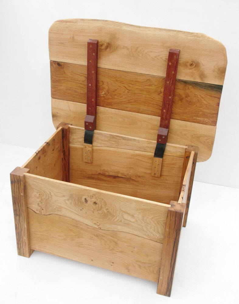 Handmade hobbit-style oak blanket box — driftwood coffee table, bespoke, Wales