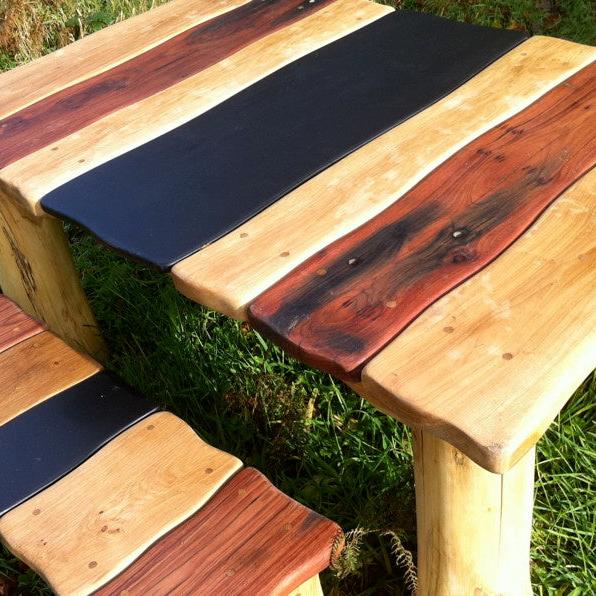 Handmade driftwood outdoor dining table — bespoke natural oak, Wales