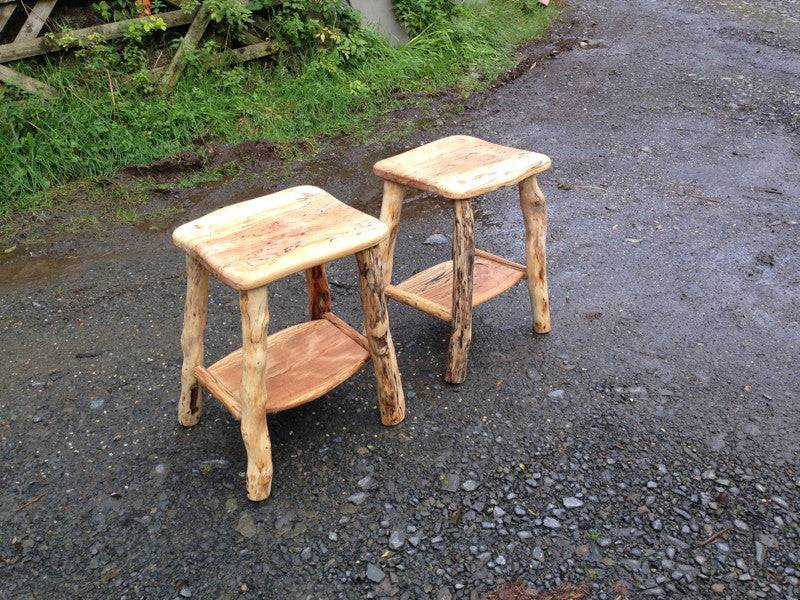 Pair of driftwood bedside tables with shelves