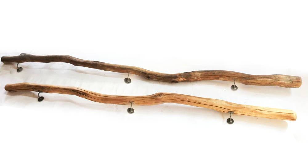 Oak and driftwood stair bannister — handcrafted natural branch handrail, Wales