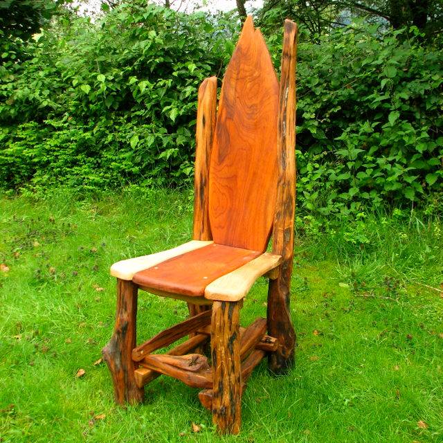Carved oak fairy dining chair — handmade bespoke fantasy furniture, Wales