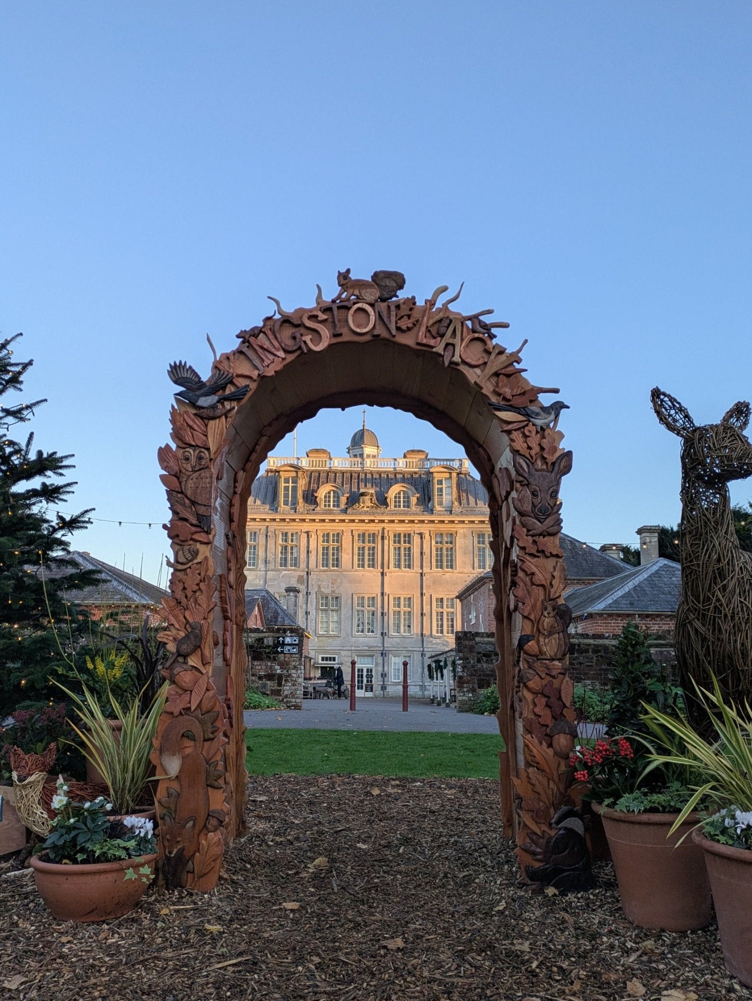 Handmade wooden archway for National Trust Kingston Lacy — bespoke carved oak, Wales