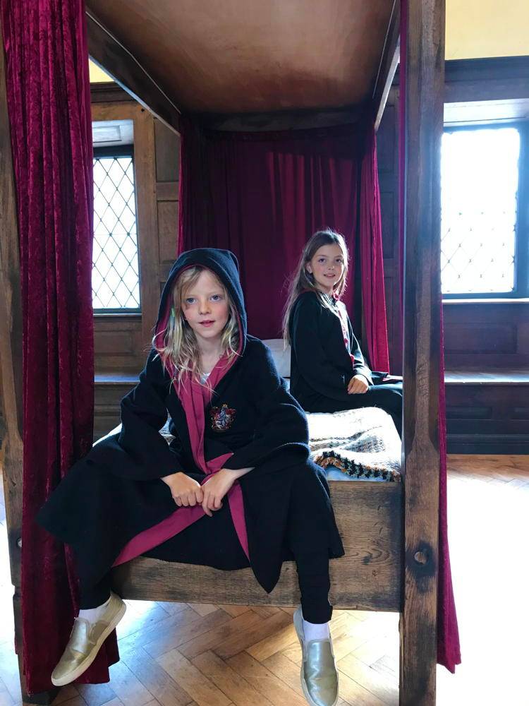 Kids handmade Harry Potter four poster bed — carved oak wizard-themed bedroom furniture, Wales
