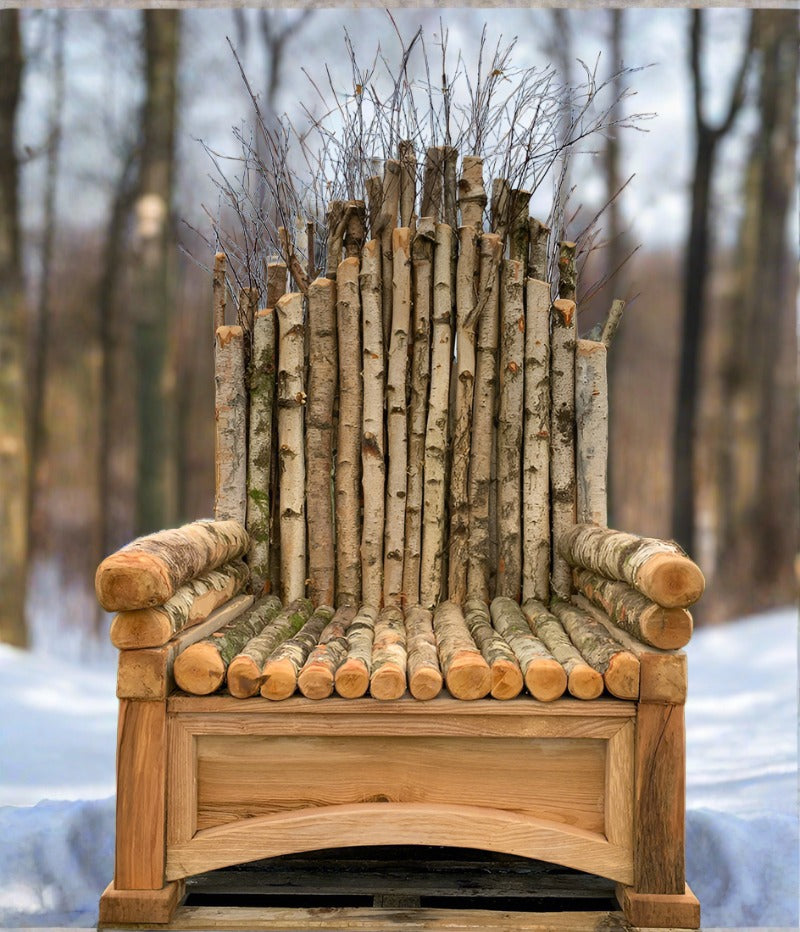 Rustic wooden chair with branch design