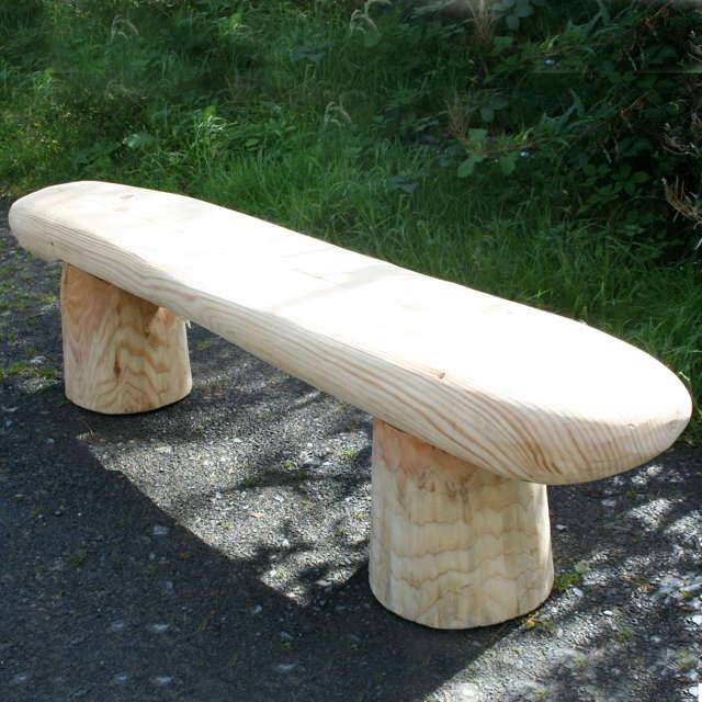 Handmade driftwood bench — hand-carved natural wood, bespoke garden seating, Wales