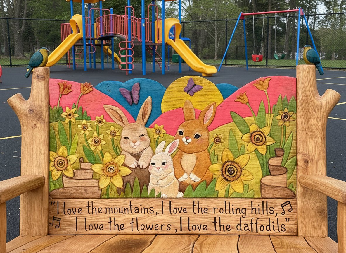 school memorial bench for pupil called lyra who died