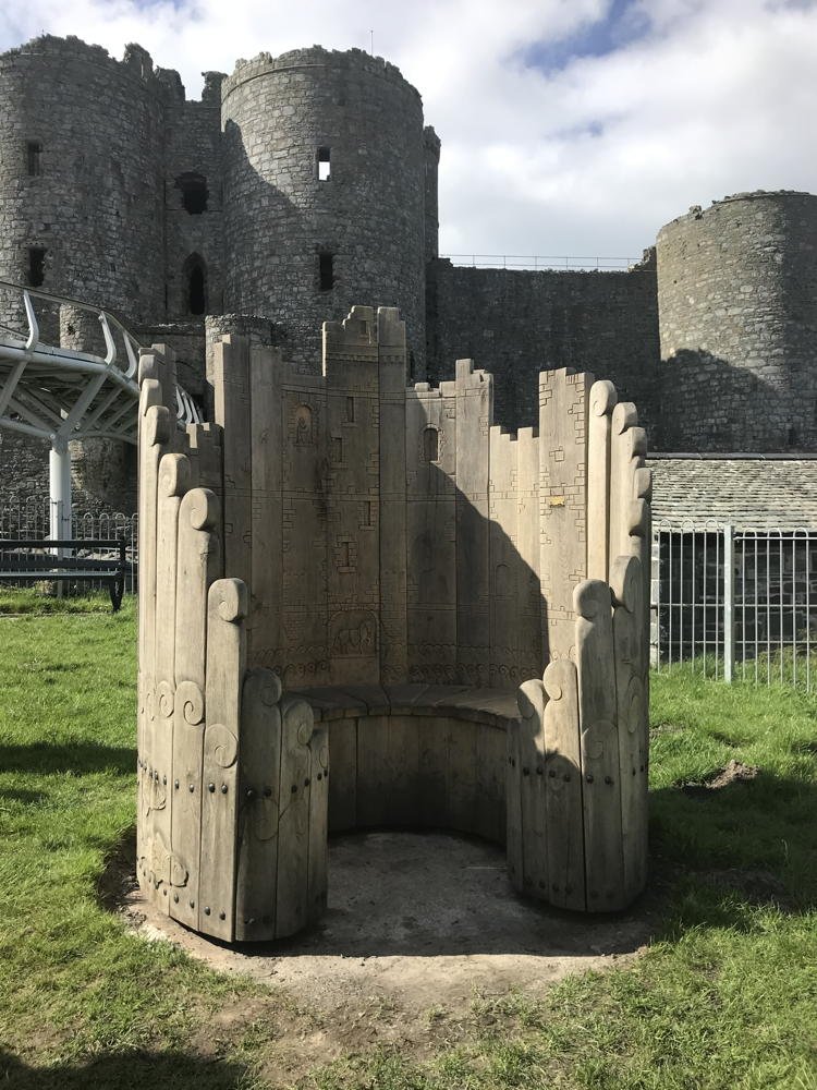 Harlech Castle-inspired circular oak bench — handmade, bespoke, Wales