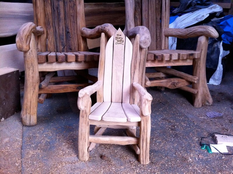 Carved oak hobbit chair used at christening — bespoke handmade throne, Wales