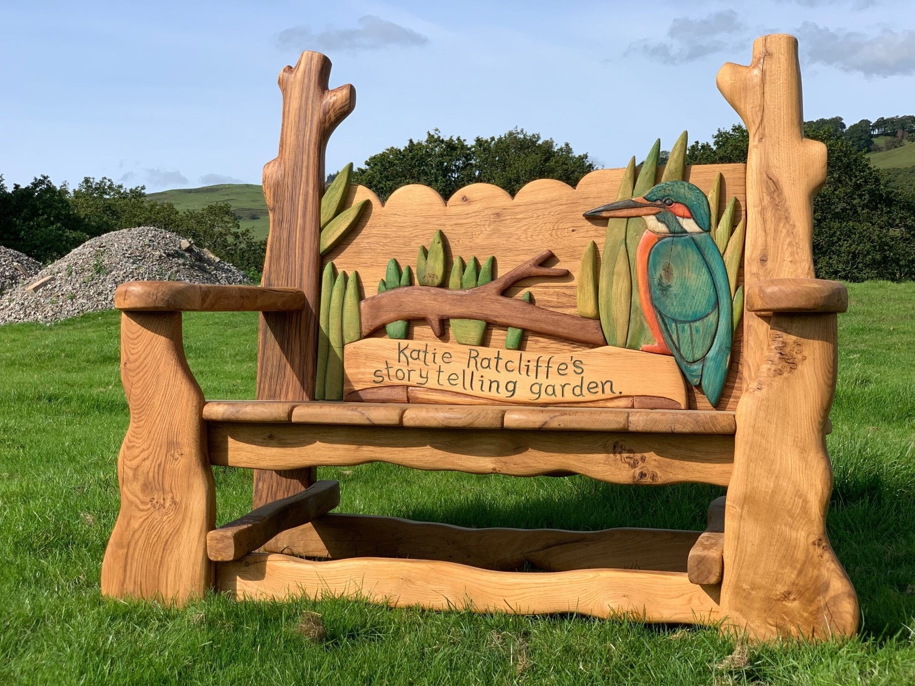 Bespoke Kingfisher Memorial Bench - 2 Seater Garden Bench