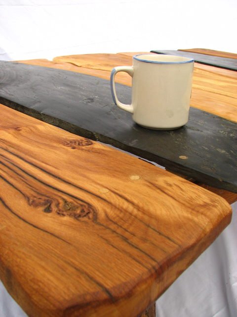 Large handmade slate and oak coffee table — bespoke Welsh furniture, Wales