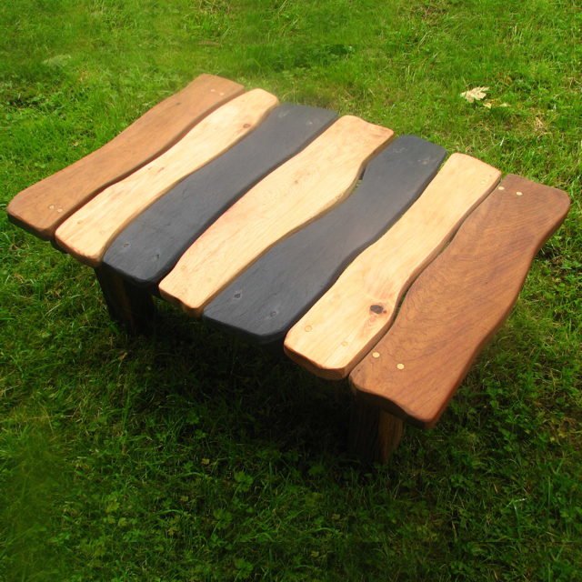 Large handmade Welsh slate coffee table — oak and slate, bespoke, Wales