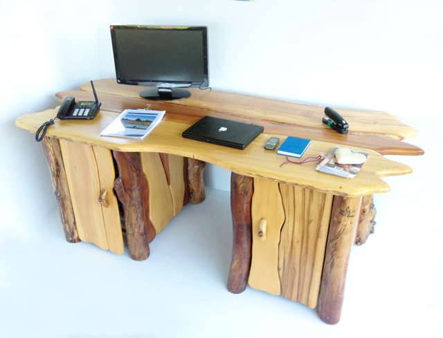 Rustic handcrafted computer desk — driftwood and oak writing desk, bespoke furniture, Wales