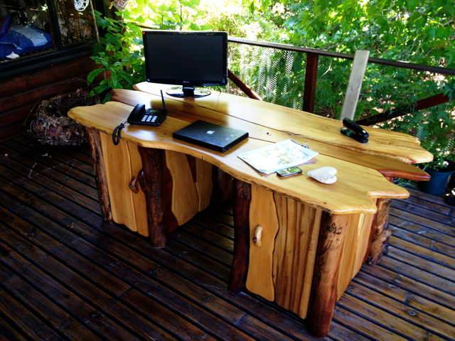 Handmade wooden office desk — bespoke rustic driftwood writing desk, Wales