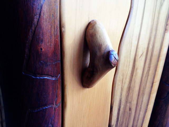 Rustic handmade oak office desk door panel — bespoke writing desk detail, Wales