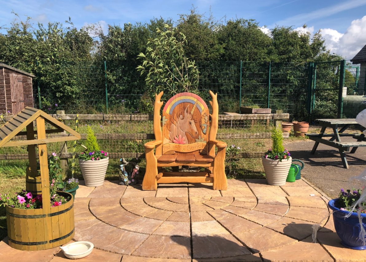 Unicorn Memorial Bench in School Garden for pupil who passed away