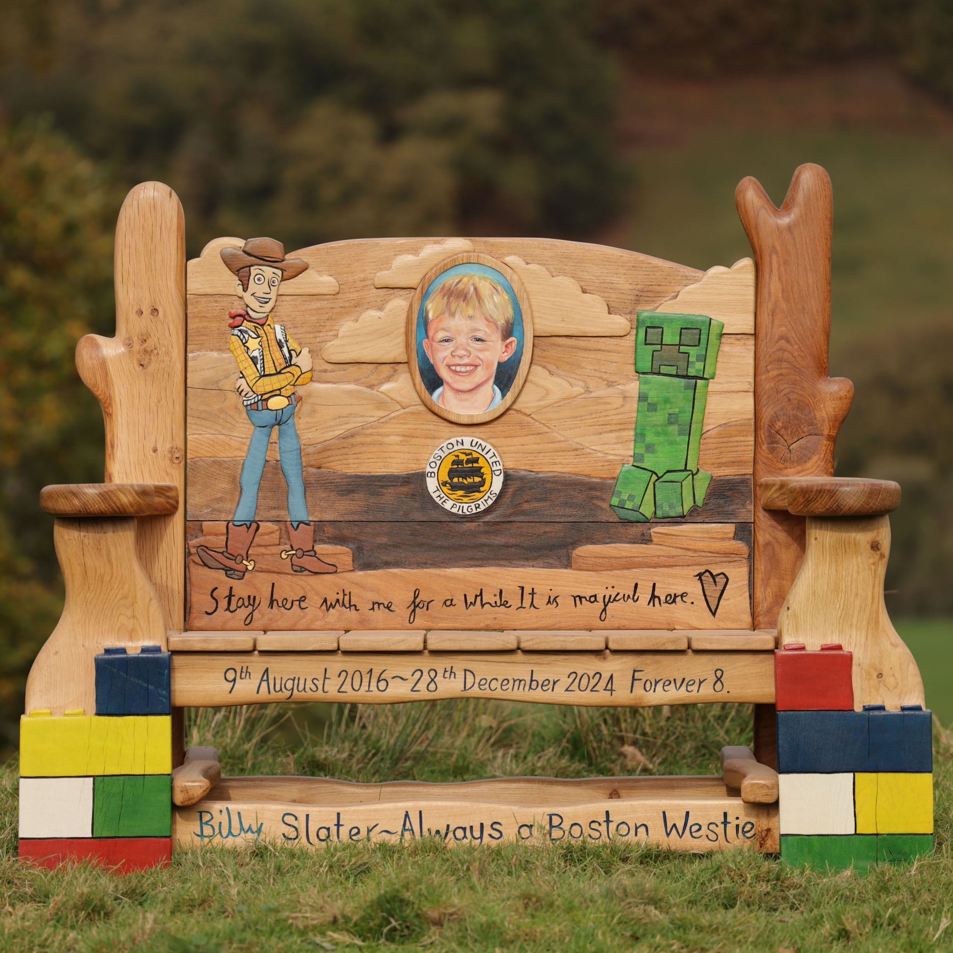 Billy Slater memorial Bench in field 