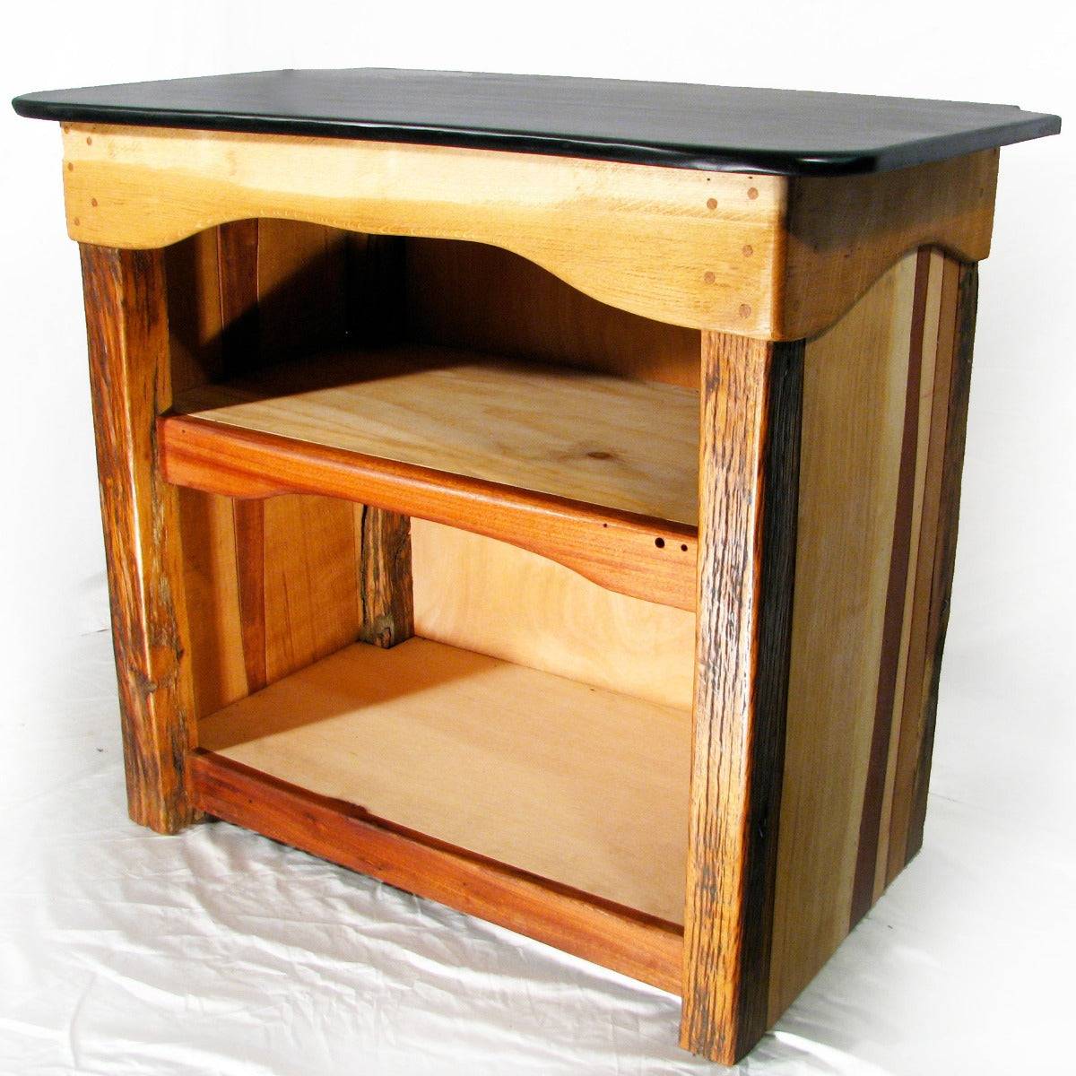 Handcrafted slate and oak kitchen dresser — bespoke natural stone and wood kitchen furniture, Wales