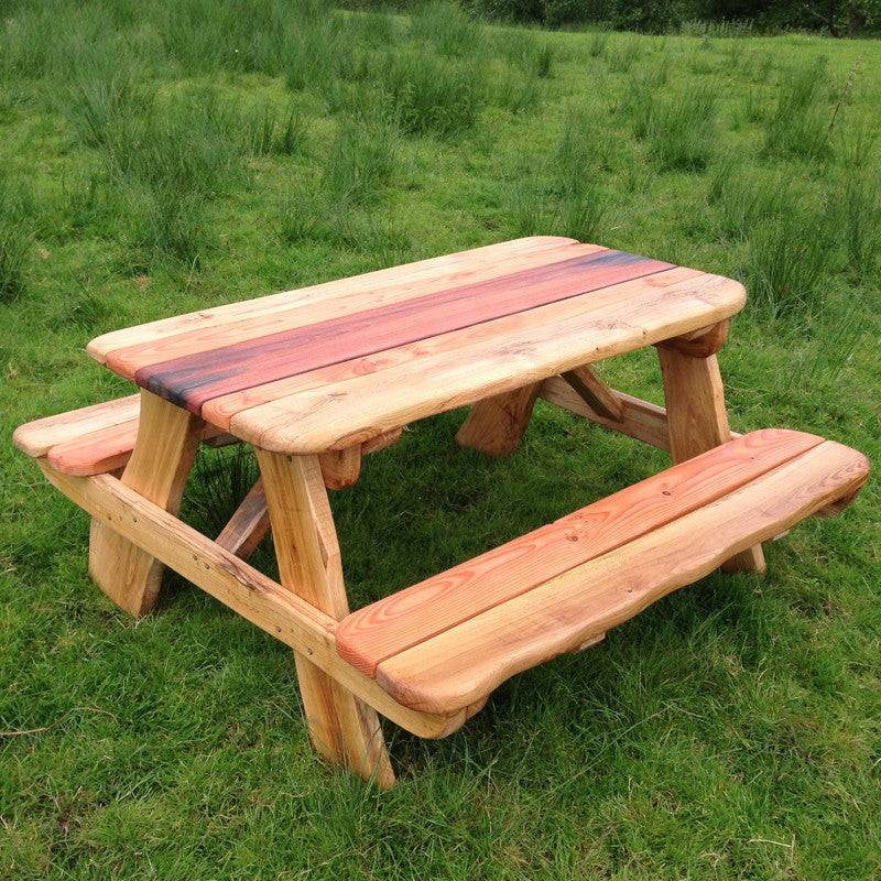 Handmade solid oak picnic bench and table — outdoor garden furniture, Wales