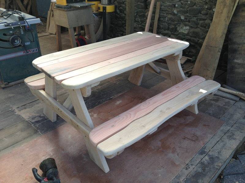 Handmade oak and Jarrah hardwood picnic table — durable outdoor furniture, Wales