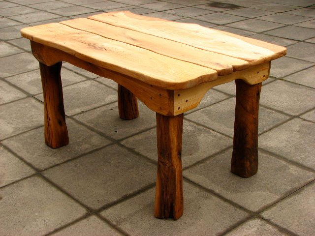 Handmade solid oak refectory patio table — bespoke outdoor dining furniture, Wales