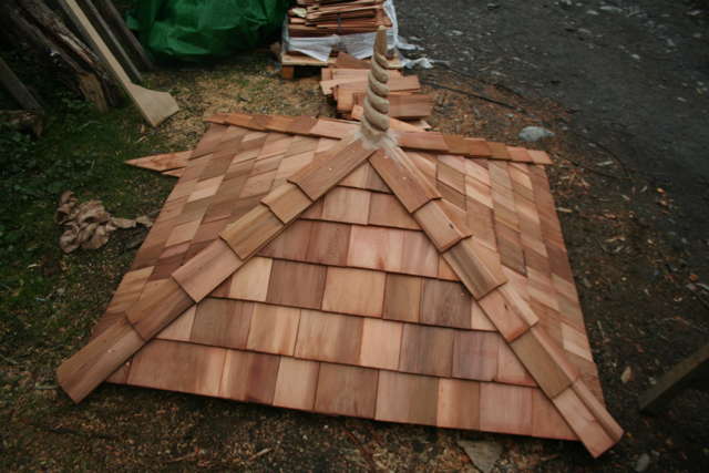 Oak sentry box with shingle roof — handmade bespoke garden structure, Wales