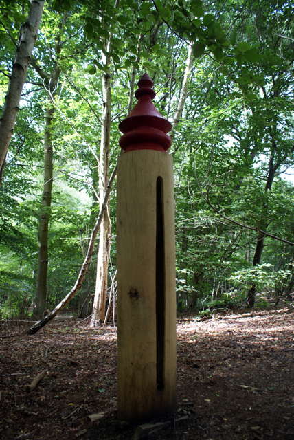 Carved oak log drum sculpture — handmade outdoor musical instrument, Wales