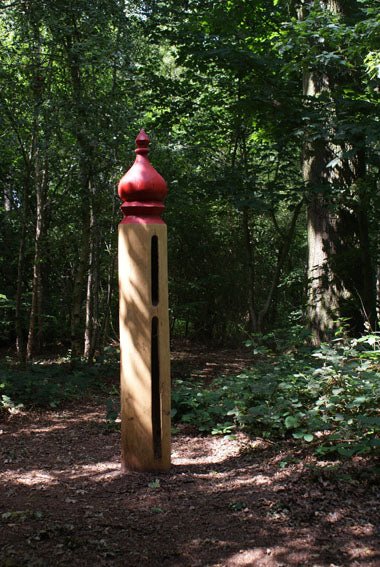 Oak log drum detail — handcrafted outdoor musical instrument for schools, Wales