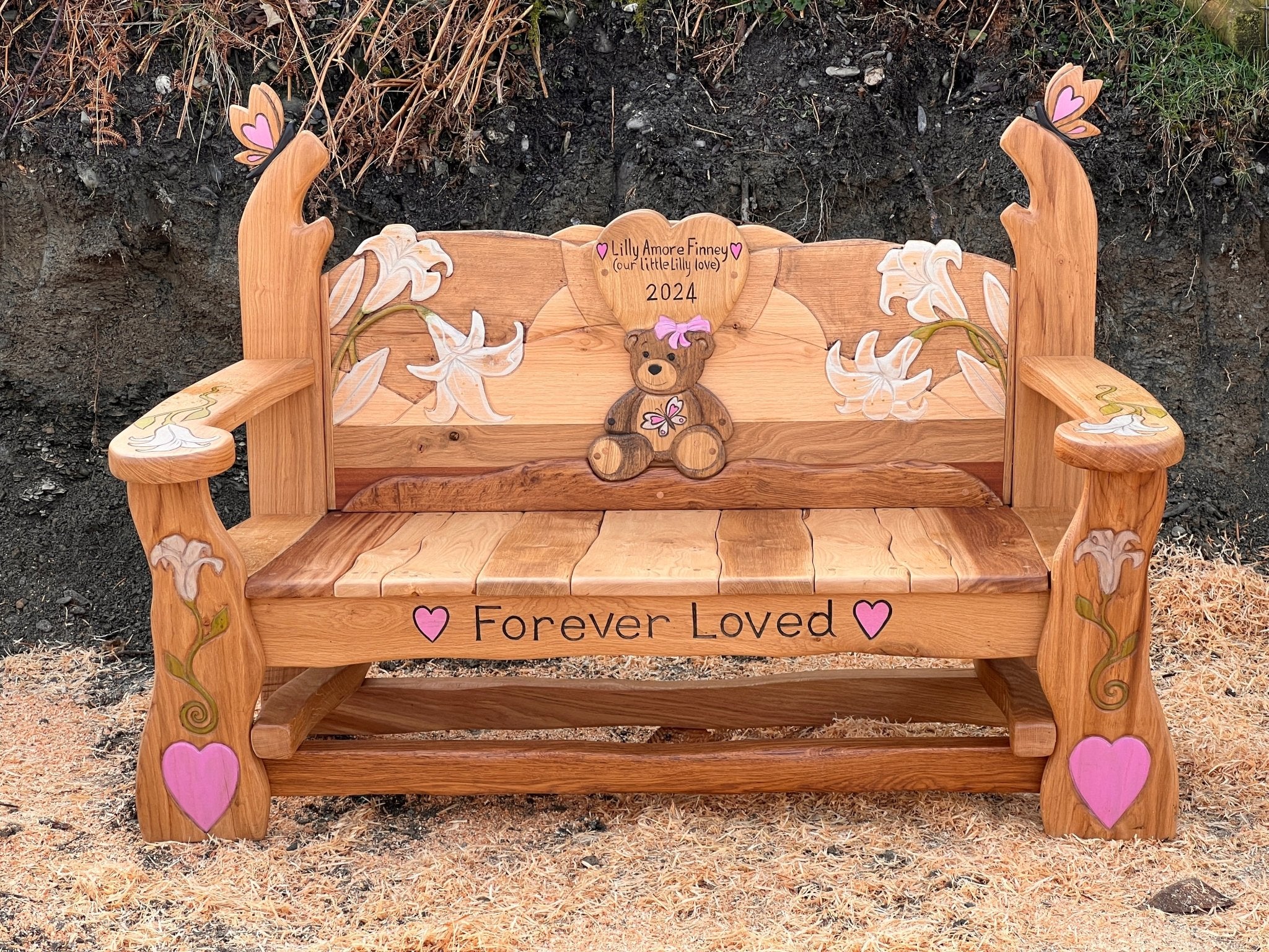 Personalised Memorial Seat for a Little Girl - 3 Seater - FreeRangeDesigns