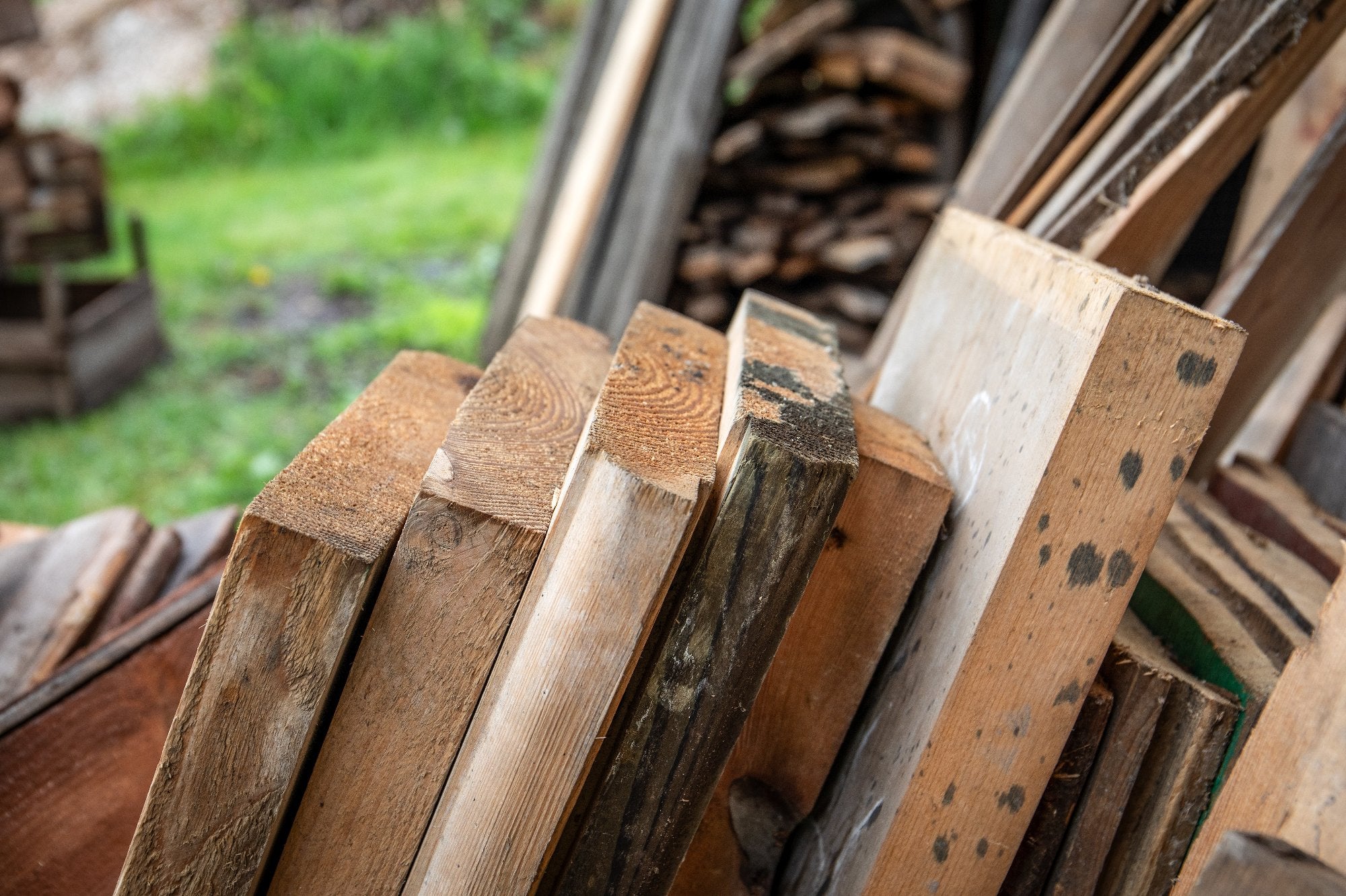 reclaimed wooden boards from our workshop