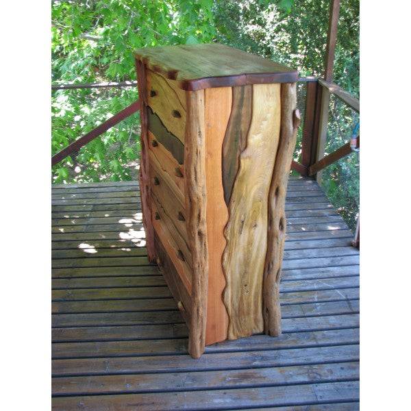 Rustic handmade oak chest of drawers with natural wood texture — bespoke storage furniture handcrafted in Wales