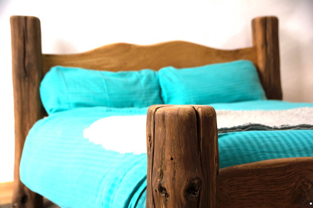Eco-friendly solid oak handmade bed — rustic sustainable bedroom furniture, Wales