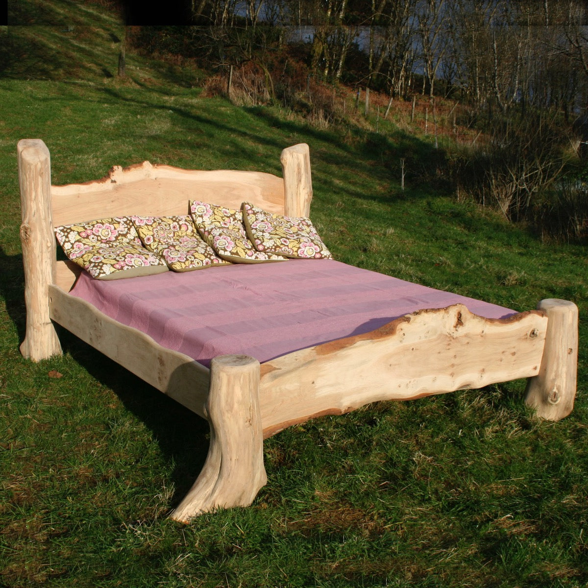 Rustic Oak Driftwood Bed handcrafted with locally sourced oak and driftwood for a natural and bespoke design.
