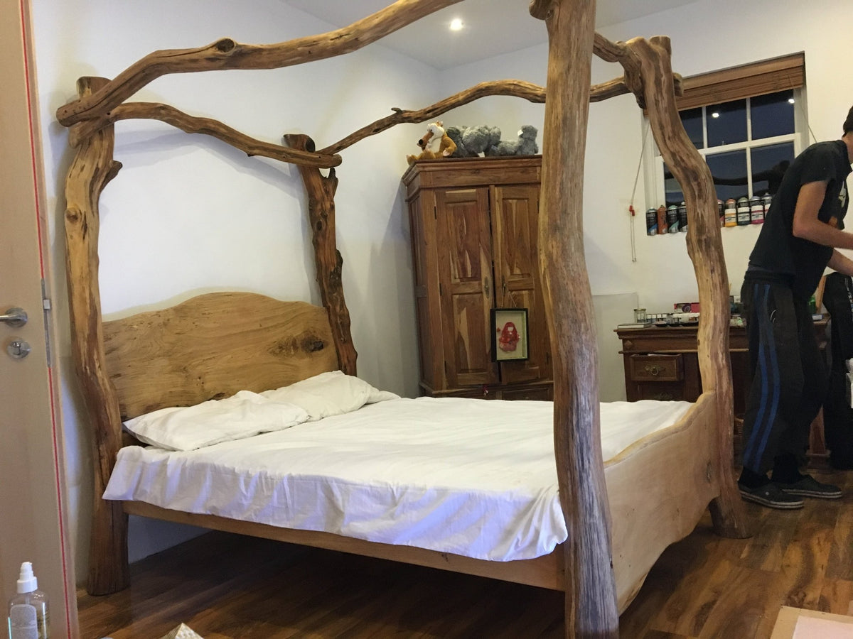 Tree Bed Frame | Solid Oak Four-Poster | Handmade in Wales