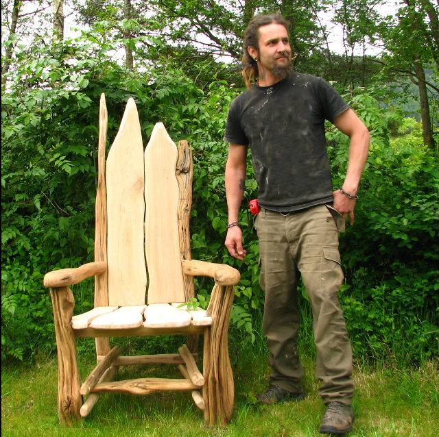 Ash and oak handmade storytelling chair — carved school reading throne, Wales
