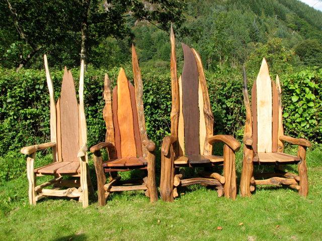 Selection of hand-carved oak storytelling thrones for schools and libraries — Wales
