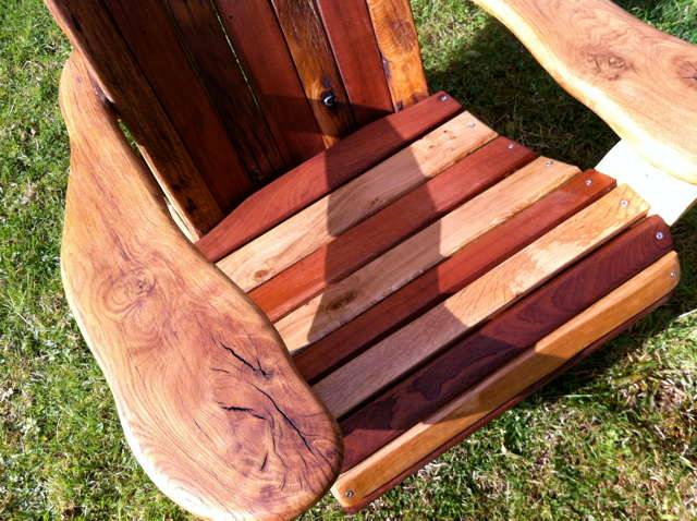 Rustic handmade driftwood Adirondack chair — bespoke natural wood sun lounger, Wales