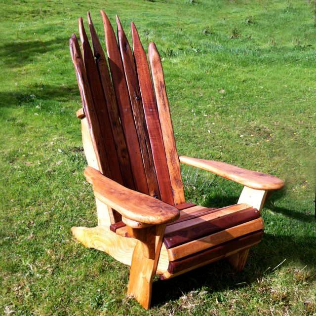 Handmade rustic driftwood sun lounger — bespoke natural wood garden chair, Wales