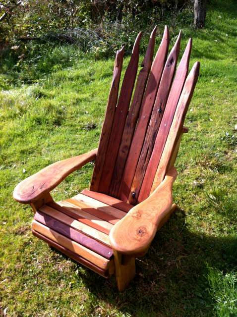 Designer handmade driftwood Adirondack sun chair — rustic garden furniture, Wales