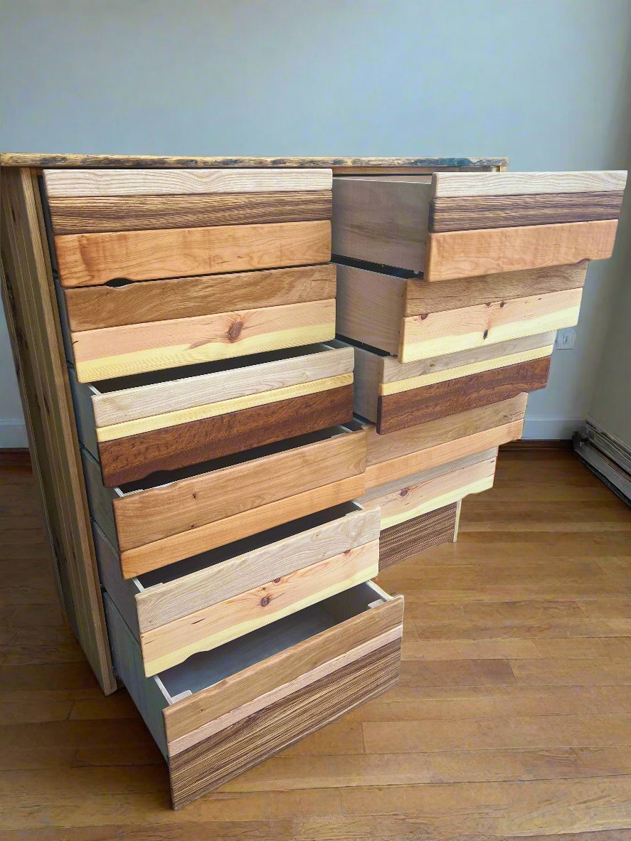 Rustic Style Drawer Fronts Rustic Mixed-Wood Chest of Drawers — Handmade in Wales
