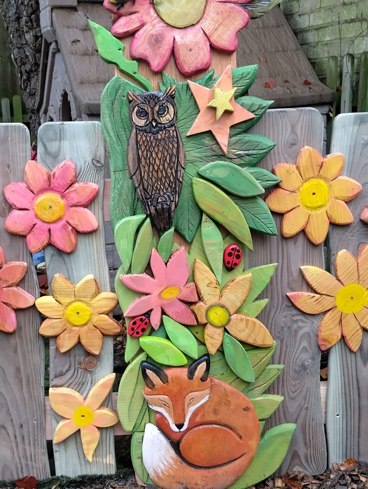 Close-up of handmade decorative wooden archway — bespoke, Wales
