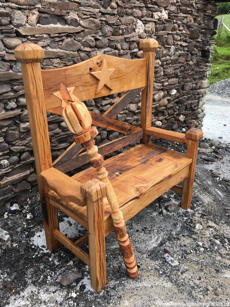 Handmade oak memorial bench — bespoke carved garden tribute seating, Wales