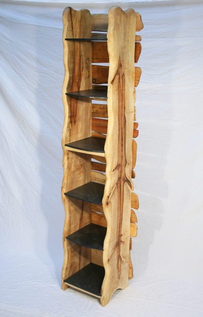 Handmade slate shelf with natural stone surface — bespoke wall shelving, Wales