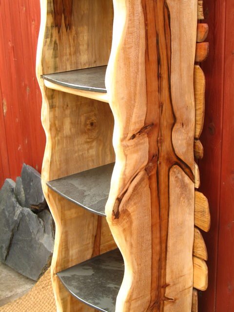 Handmade natural wooden shelf — bespoke slate and beech shelving, Wales
