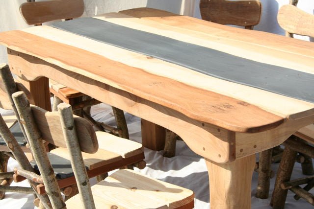 Handmade slate dining room table — farmhouse refectory style, bespoke, Wales