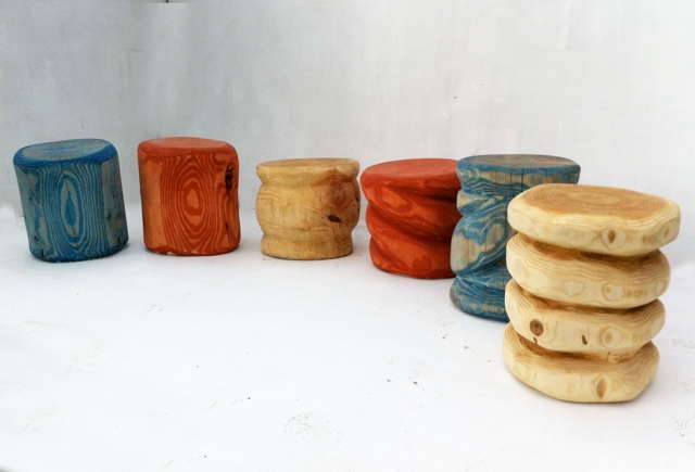 Handmade wooden storytelling stools — carved oak seating for schools and outdoor learning, Wales
